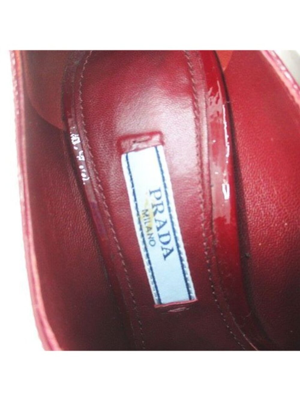 Prada Heels Loafers Silver Chain 35 Bordeaux Enamel - Picture 6 of 8